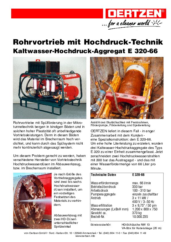 Kaltwasser-Hochdruck-Aggregat E 320-66