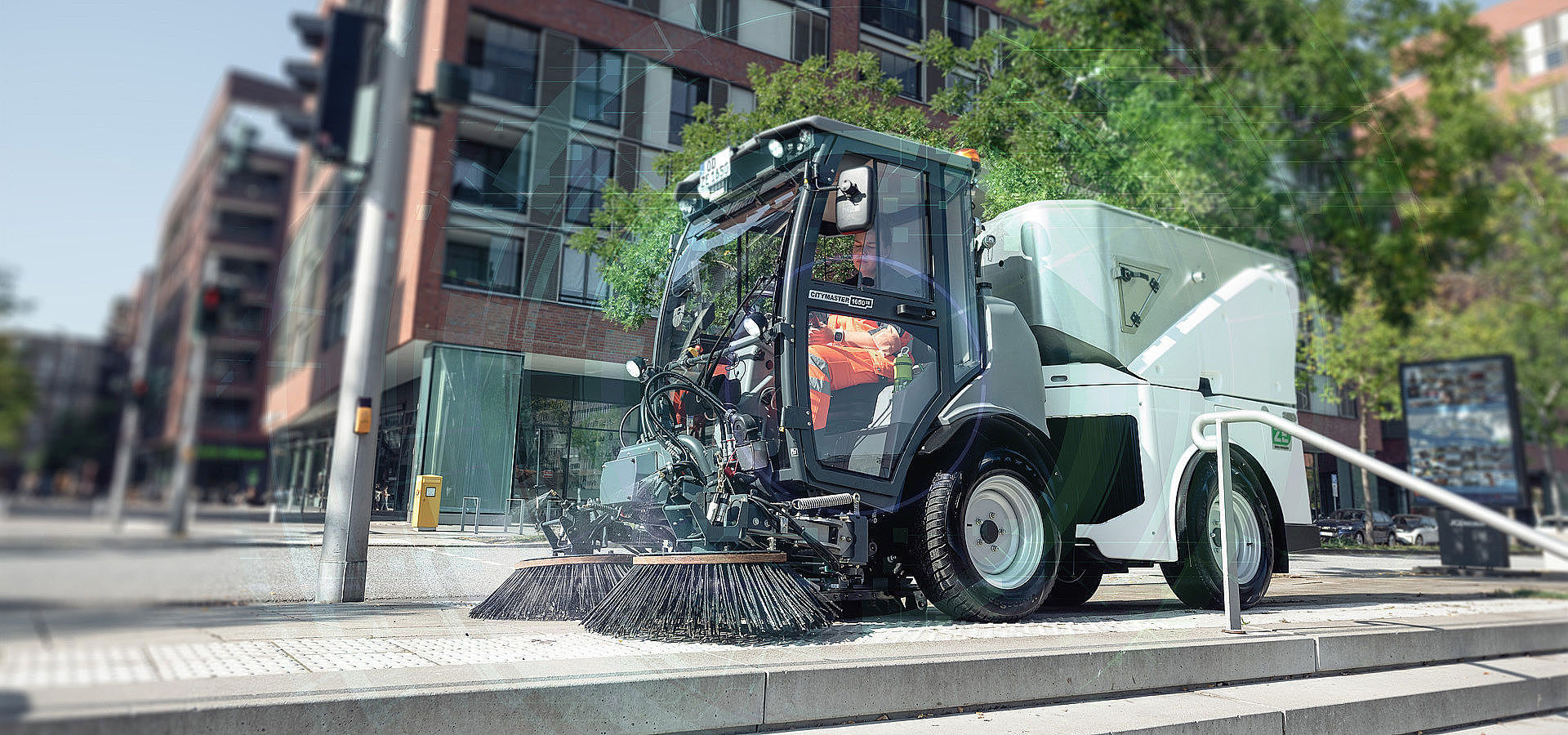 Vollelektrisches Kommunalfahrzeug für den Einsatz in der Stadt und in Wohngebieten.